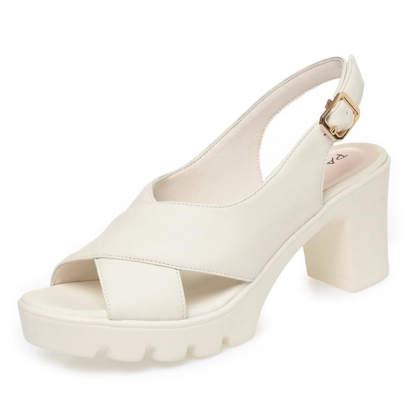 New Roman High Heel Sandals Summer Women Waterproof Platform Thick Heel Sandals Thick Sole Two-Wear Mother's Shoes Comfortable