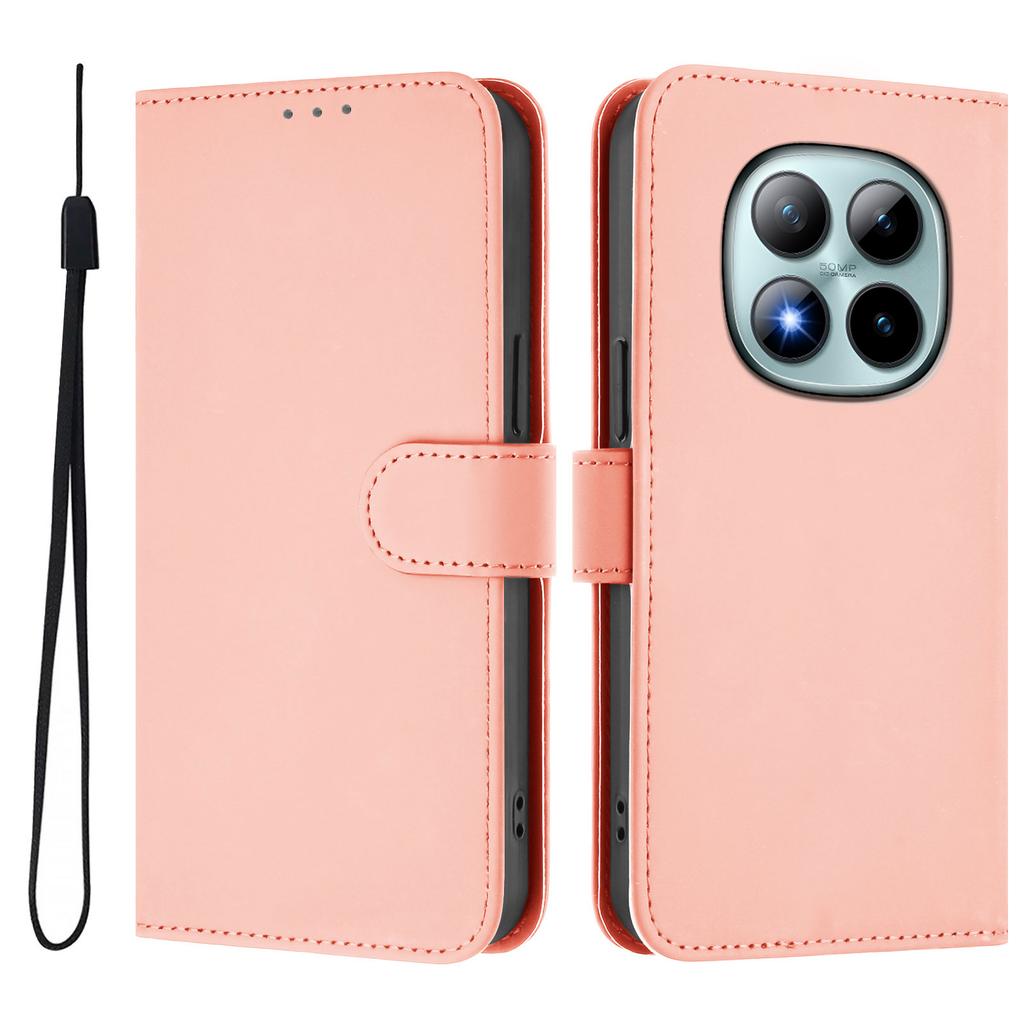 For Xiaomi Redmi Note 15 Pro+ 5G Case Solid Color Wallet Leather Phone Cover with Strap