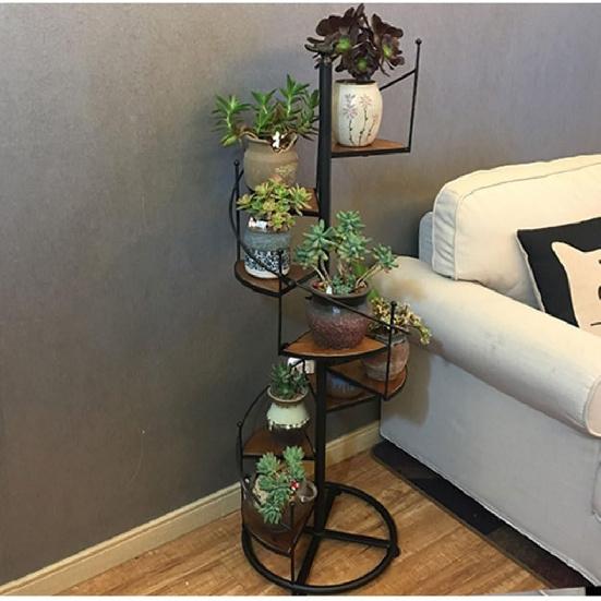 Decor Stair Shape Spiral Plant Stand for Holds 8-Flower Pot, Flower Pot Holder Planter Organizer Shelf, Multiple Rack Wrought Iron Plant Shelf for