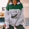 Vintage Zip Up Women Sweatshirts Streetwear Letter Printed Hoodies Women Back To The Basics Loose Sweatshirt with Fleece