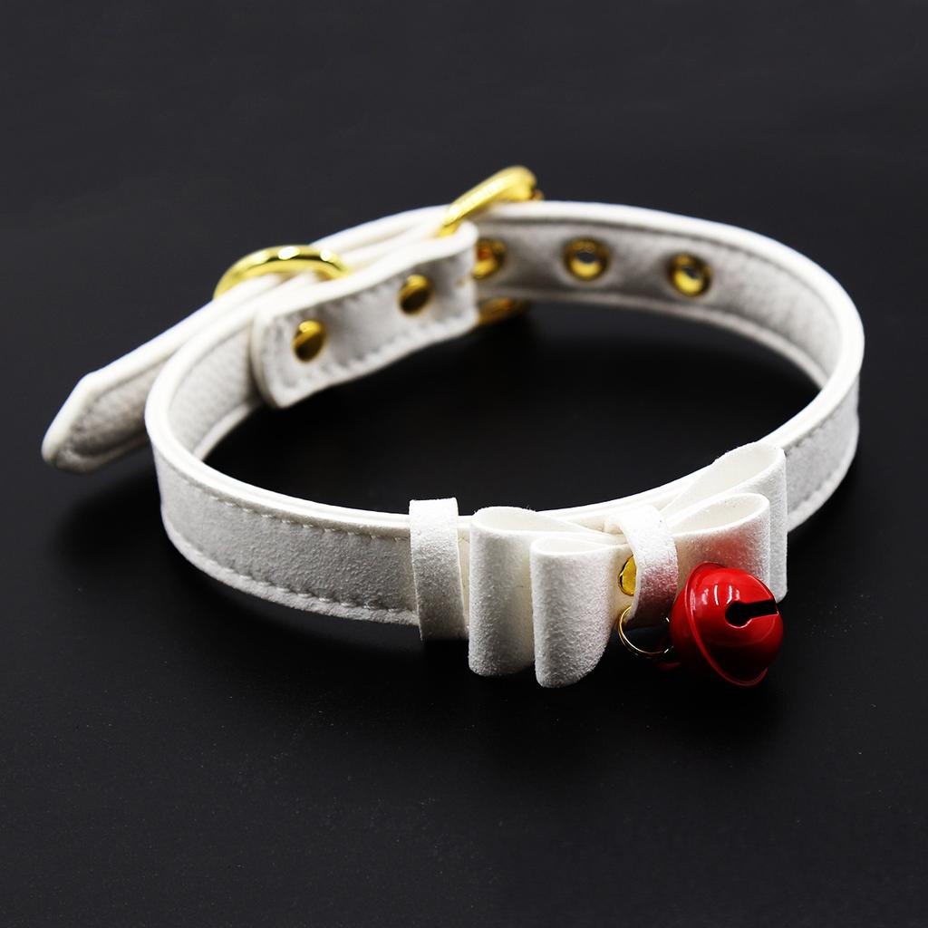 Manyjoy Handmade Sexy PU Leather Bow Tied Collar Bell Choker Slave Costume  Bondage Necklace Neckband Sex Toys Accessory