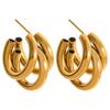 Yhpup New Stainless Steel Accessories Statement Gold Color Metalic Geometric Stud Earrings Pendientes Mujer Wholesale Gift