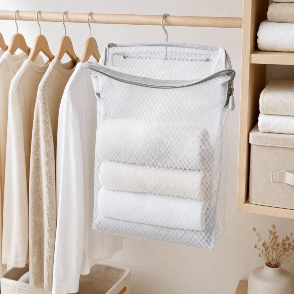 Mesh Design Hanging Storage Bag Large Capacity Hanging Mesh Bag Storage Organizer Kitchen Storage