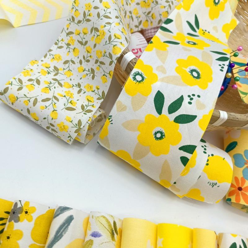 40 sztuk 6,3x50 cm Żółte Paski Bawełniane Jelly Roll - Tkanina Pikowana o Splotach Płóciennych na Koc, Ubranka dla Lalek i Rzemiosło Patchworkowe