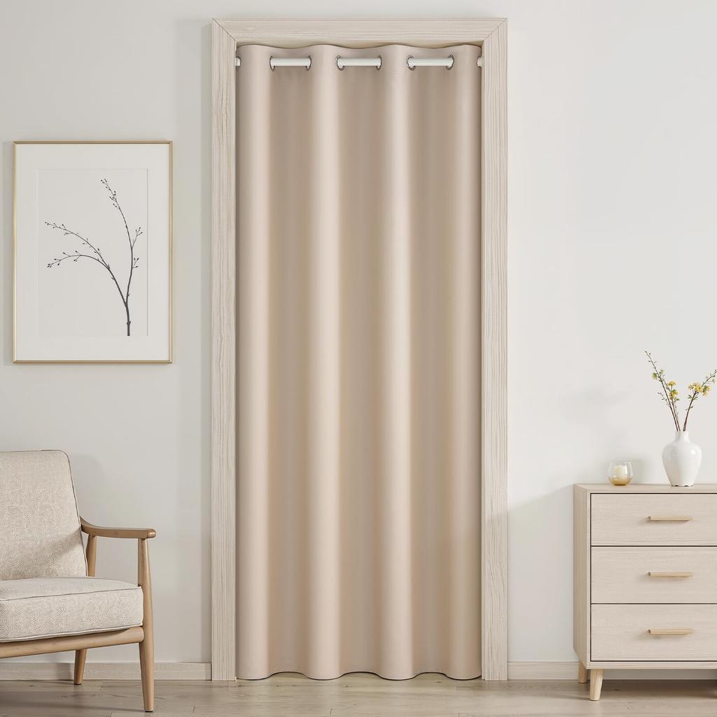 Topfinel Room Divider Thermal Width Length 1 Grommet Tension Partition Door Living Room Curtains, Blackout, Curtains, Insulation, 120cm, 200cm, Piece,