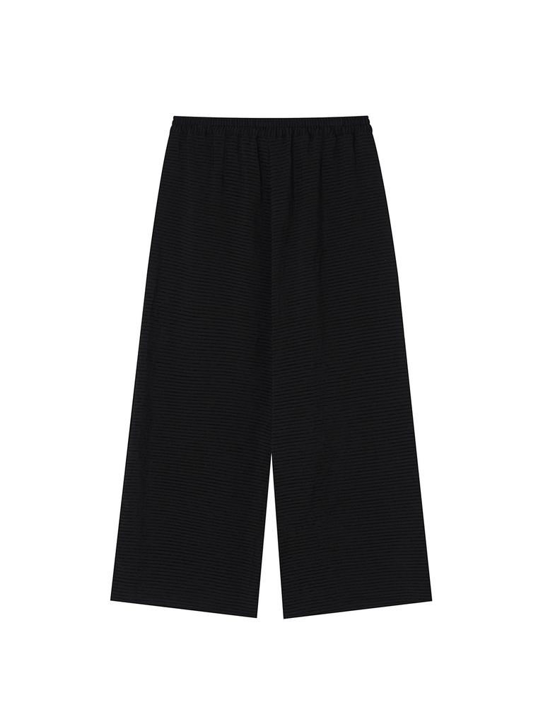 Sio Elastic Waist Stripe Pants [Black]
