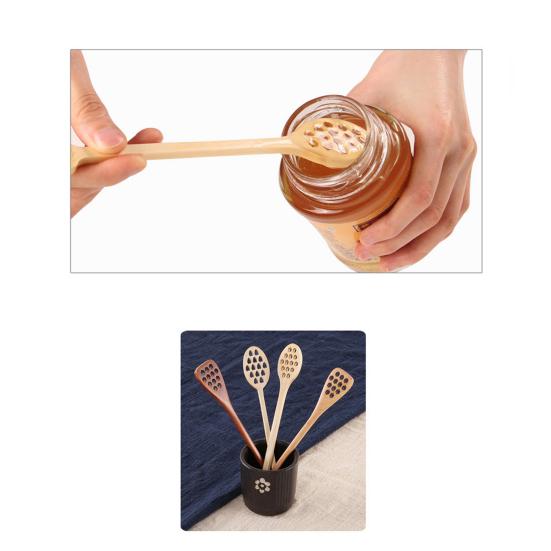 Rührlöffel Lochdesign Langer Griff Mehrzweck Holzrührstab Geschirr Lebensmittelqualität Honig Kaffee Tee Rührstab Dessertlöffel Küchenzubehör