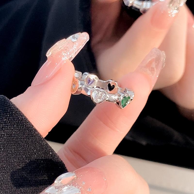 Colorful Heart Stunning Zirconia Ring For Women Geometric Copper Design Ideal For Chic Statements Fashion