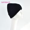 SOMALER Women's Autumn Winter Angora Knit Beanie Hat with Folded Cuff & Metal Badge Fashion Warm Cap 54-58cm