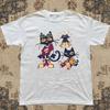 White Funny Pete the Cat Graphic Cotton T-shirt - Gildan Reprinted Tee