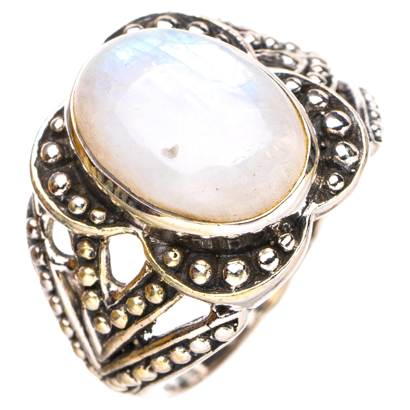 

StarGems® Natural Moonstone Handmade 925 Sterling Silver Ring 7.75 E7214