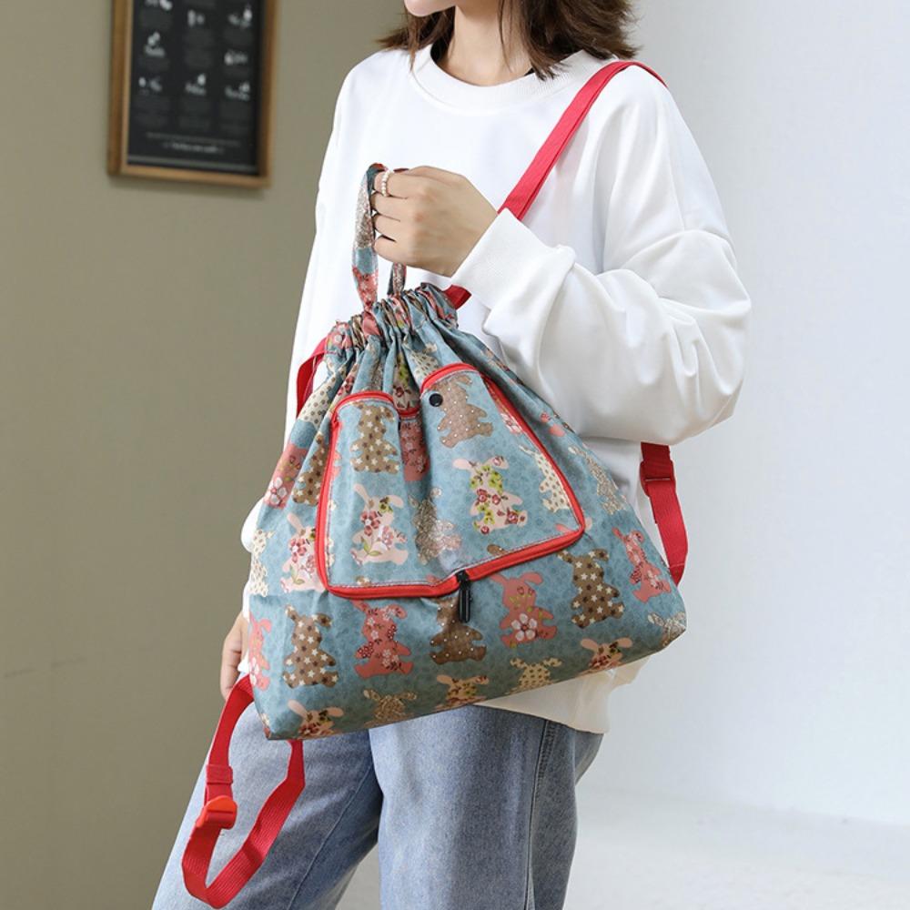 Multifunctional Drawstring Bag Lightweight Folded Backpack Simple Shopping Bag  Camping
