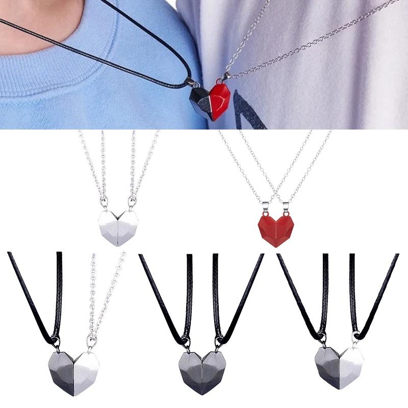 Unique Lover Heart Pendant Necklace Magnetic Couple Gift