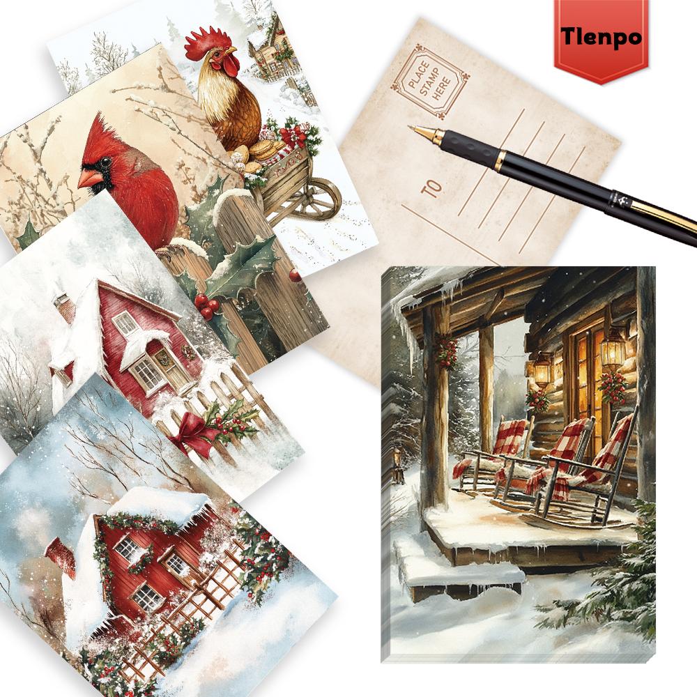 32pcs, Vintage Christmas Postcards, Christmas, Birthday/Anniversary Gifts, Collectibles, Perfect for Gifting, Mail-Ready.