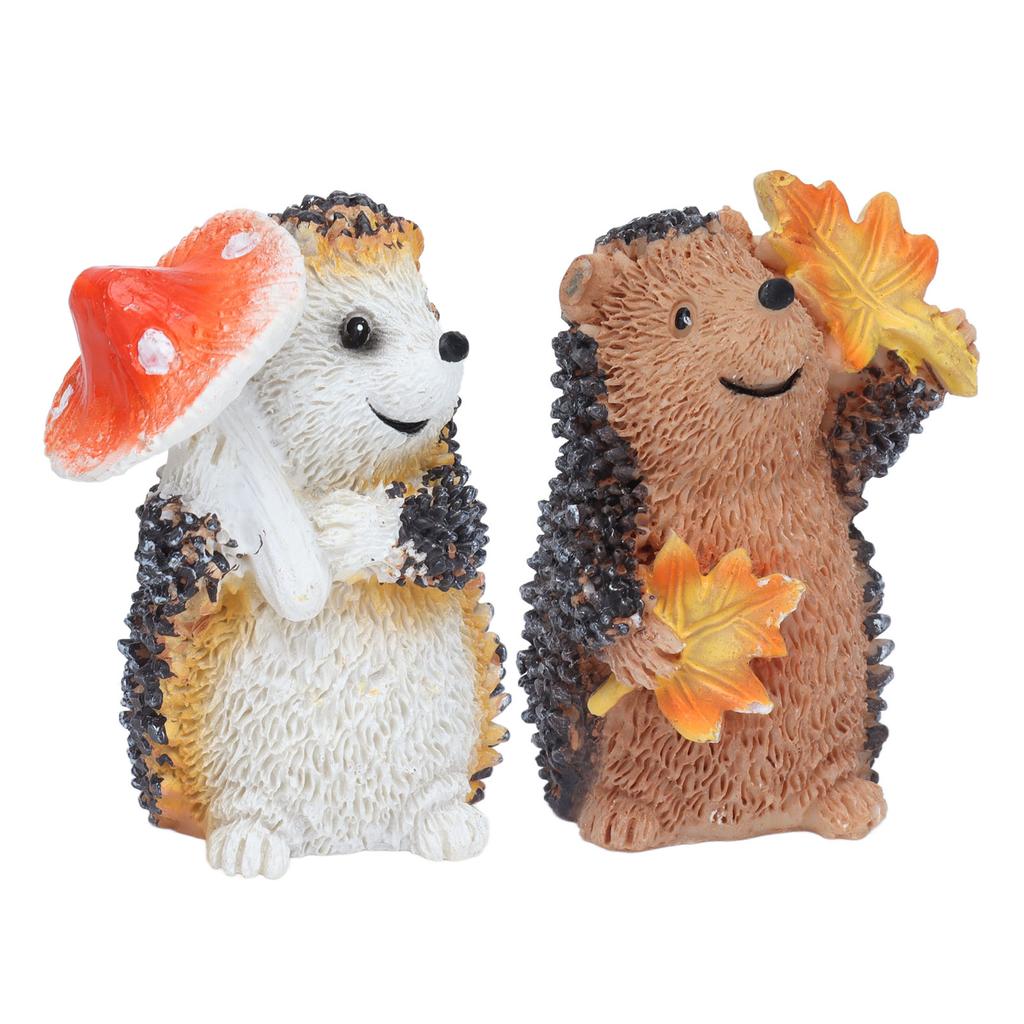 1 Pair Resin Hedgehog Ornament Micro Landscape Animal Decoration for Birthday Bedroom Study