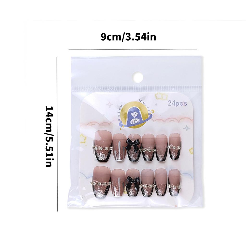 Coffin Press On Nail Glossy Fake Nail Stick On Nails In 12 Sizes 24Pcs French Nails Tips for DIY Nails Art Decorations