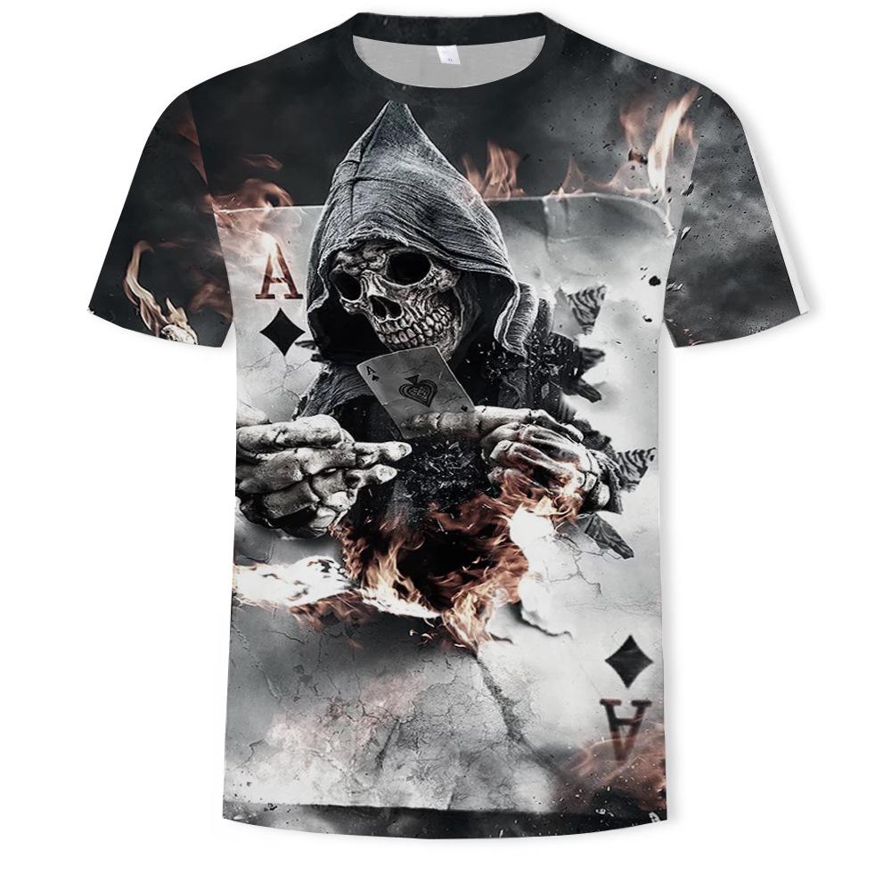 New Skull 3D Digital Printed Casual Men's Short Sleeved T-shirt