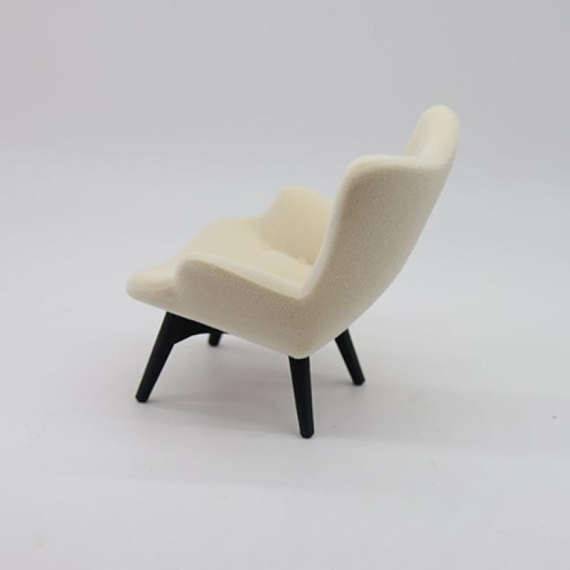 1 Piece 1/12 Dollhouse Mini Plush Sofa Chair Side Table Furniture Model For Doll House Decor Simulation Single Person Sofa