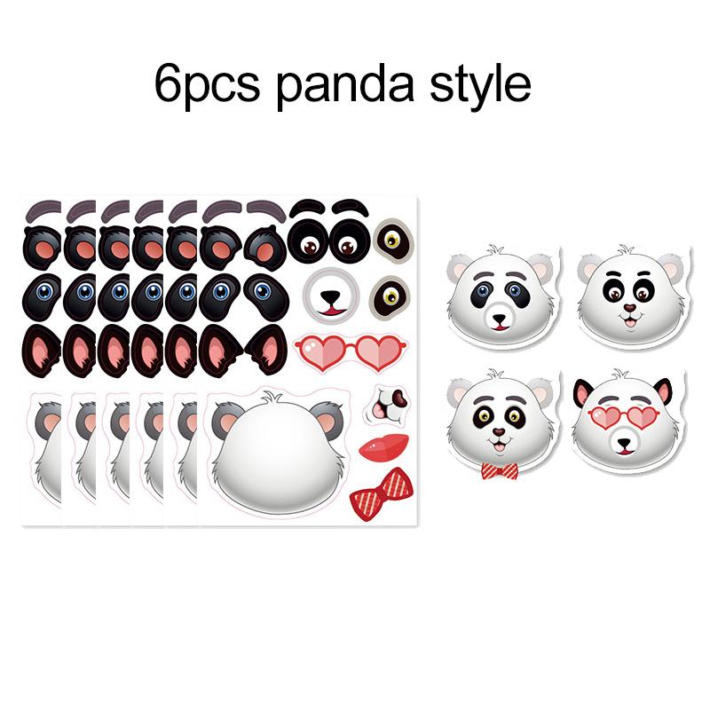 6 arkuszy Naklejki zmieniające twarze zwierząt Zabawki Kreskówkowe Wodoodporne Naklejki Wielokrotnego Użytku Zarządzanie Emocjami i Umiejętność Ekspresji TMZ