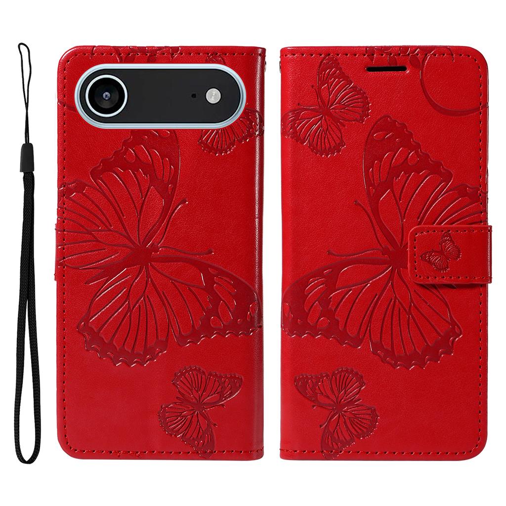 For iPhone 17 Air Wallet Case Floral Butterfly Imprinted Leather Phone Cover Stand