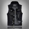 Men Hole Jeans Brand Waistcoat 6XL Spring Autumn Vintage Design Men's Denim Vest Male Black Sleeveless Jackets