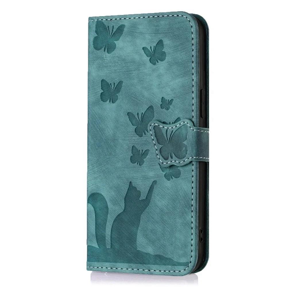Capa Flip de Couro para Funda Samsung Galaxy A56 A36 A16 A26 A55 A35 A25 A15 A54 A34 5G Capas Carteira Gatinho Fofo 3D Capa de Telefone Mulheres