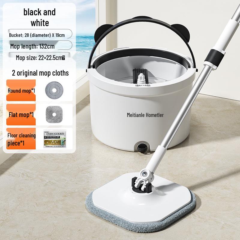 Meitianle Rotating Mop: Clean & Dirty Separation, Lazy Household Cleaning Tool, Durable Pole, Trending Item.