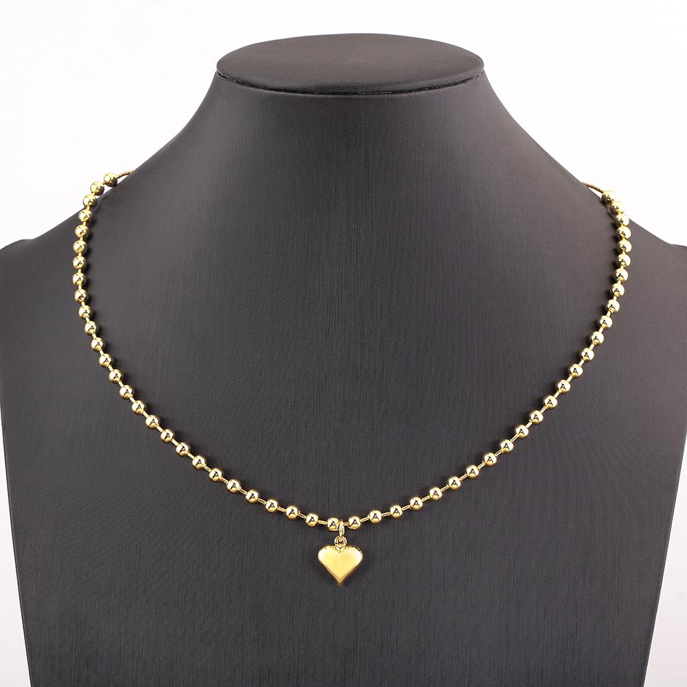 

Nidin New Trendy Heart Shape Round Beads Charm Pendant Necklace For Women Men Valentine s Day Adjustable Jewelry Accessories