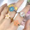 Y2k Flower Anxiety Spinner Ring for Women Adjustable Aesthetic Daisy Fidget Anti Stress Rings Trend Jewelry Valentine's Day Gift