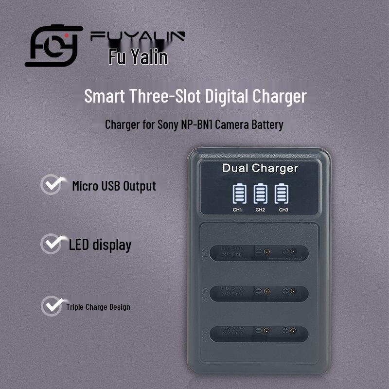 BN1 Triple Charger for Sony DSC-W630/W570/W350/W670/WX100 BN1 Camera Battery