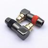 Gunmetal 90-Degree RCA Connector with Red/Black Rings, Gold-Plated L-Shape Female Elbow for RCA Welding Plug