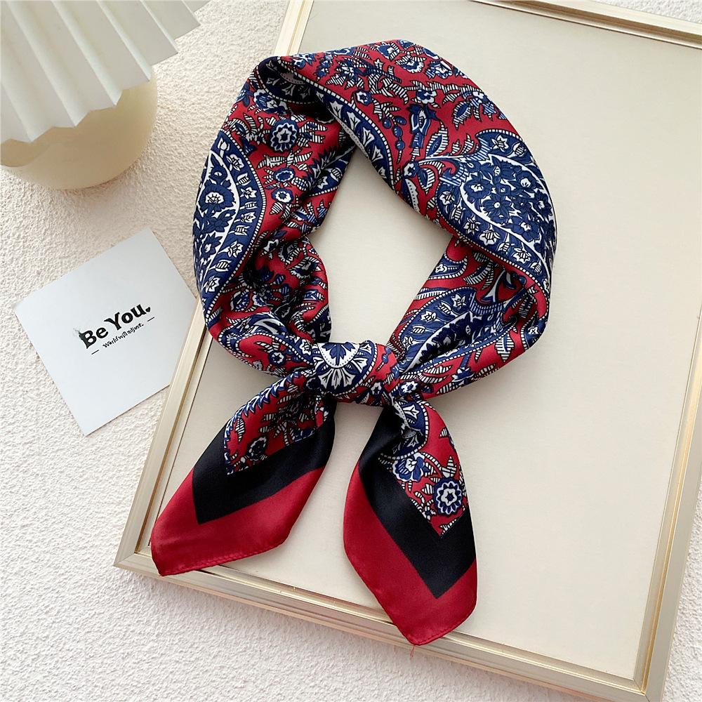 

Модный декоративный шарф, повязка для волос, резинка для волос 70, маленький квадратный шарф, шелковый шарф, женский весенне-осенний универсальный маленький шарф, профессиональный шарф 70*70cm