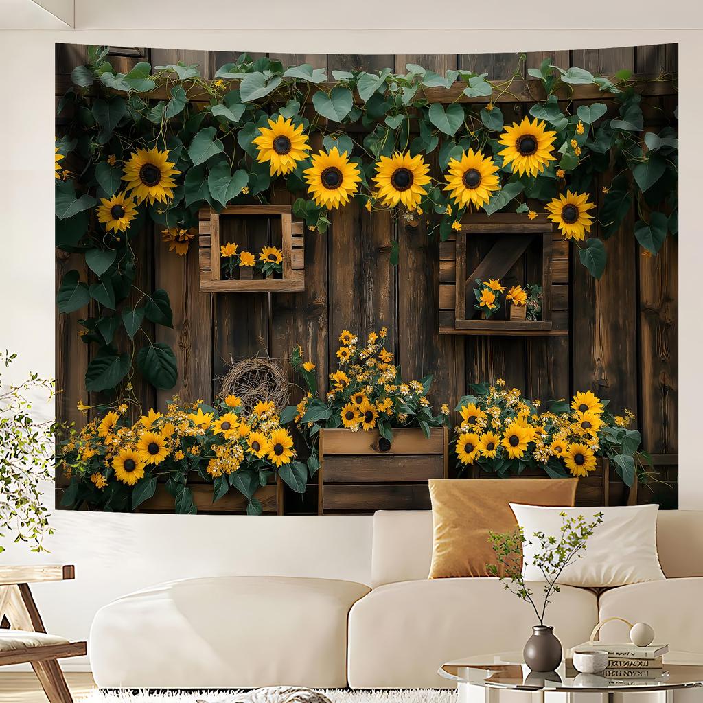 Sunflower Tapestry Wall Hanging Country Yellow Floral Tapestry Sunflower Field Nature Landscape Wall Art for Living Room Dorm