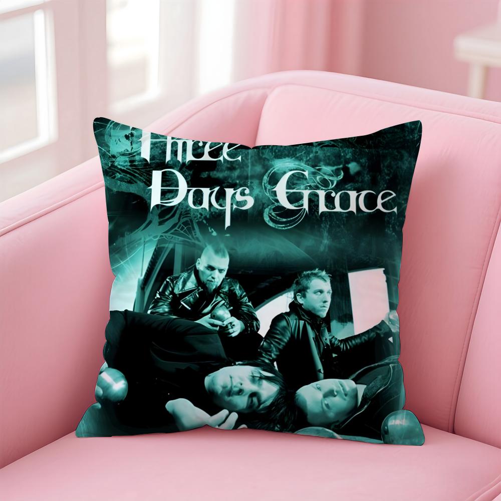 PostGrunge Canadian Band TThree Days Grace Cushion Cover Pillow Case Soft Skin Friendly Fabric  Concealed Zipper