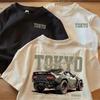 Kids Short Sleeve T-Shirt, Japanese Style, Cartoon Car Print, Casual Versatile Summer Top for Boys