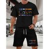 Set T-shirt e pantaloncini da uomo estate casual larghi e alla moda stampa lettera Calvin T-shirt a maniche corte con scollo rotondo comoda