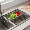 Vegetable Washing Basket MultiFunctional Stainless Steel Sink Strainer Space Saving