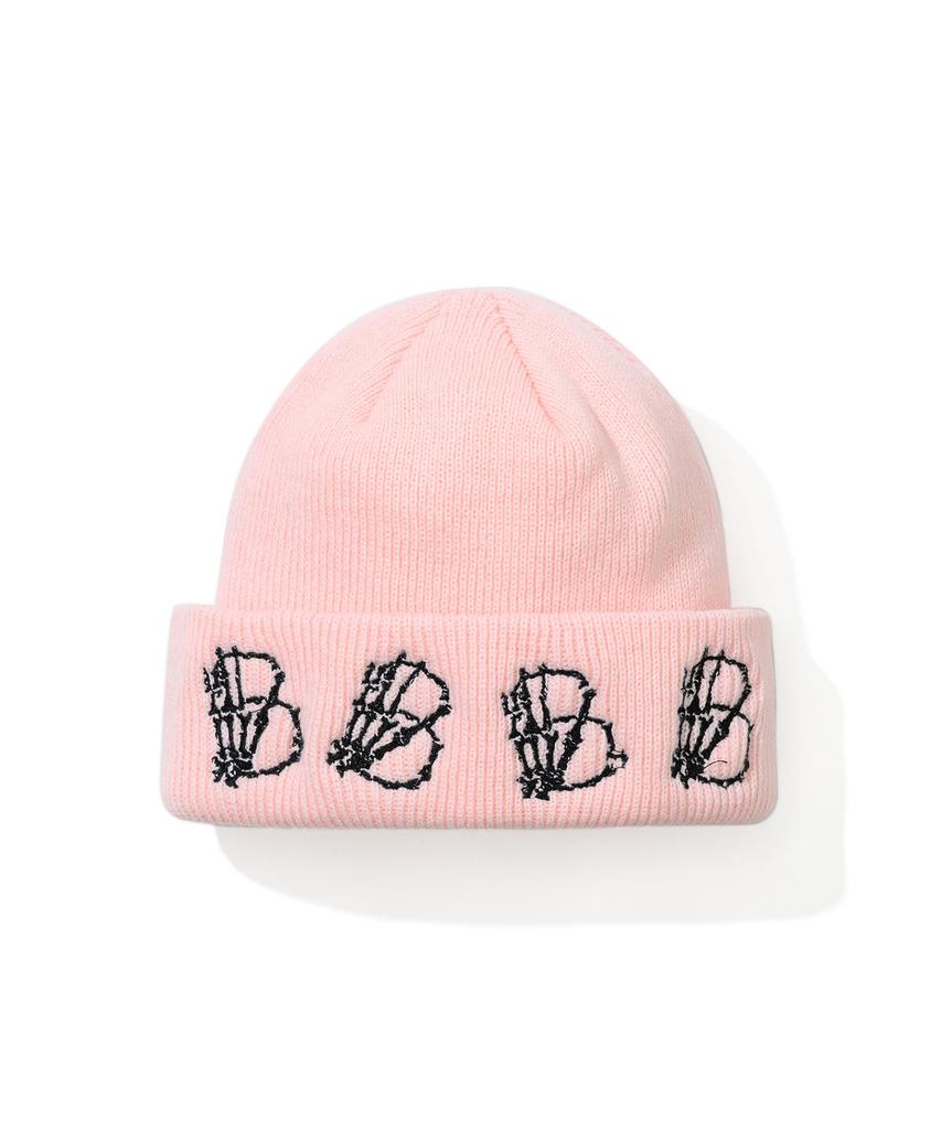 Bieseulaebis Skeleton Hand Bee Embroidery Beanie Indie Pink