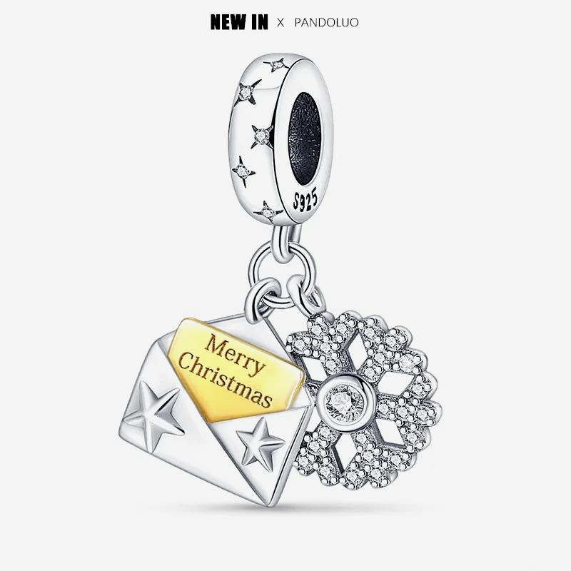 New In Christmas Series Charm Beads Fits Pandach Original Bracelet For Women Copper Pendant Bead Jewelry Festival Gift