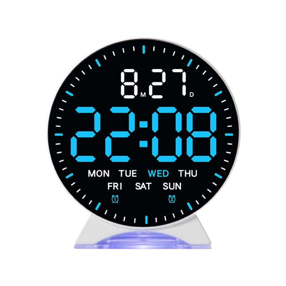 

12/24H Display Electronic Clock Date Week Digital Desk Clock Minimalist Style Table Clock Bedroom White-Blue