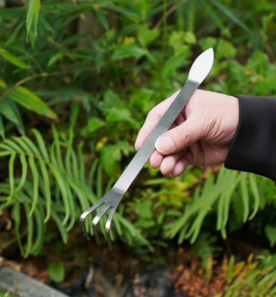 Bonsai-Rechen aus Edelstahl, Bodenlockerungs-Rechen, Werkzeuge für Gemüseanbau und Gartenpflege