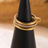 Titanium Steel Fashion Creative Plated Jewelry18k Gold Ring Three-Layer Plain Band with Inlaid Diamonds Stackable Rings Wholesale