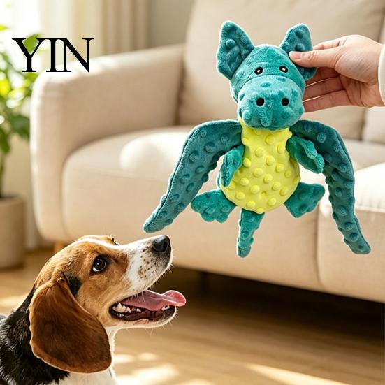 Soft Chew Toys for Corgis Pterosaur Plush Dog Toy with Sound, Durable Bubble Velvet Fabric Pet Interactive Pulling Games Toy, Bite Resistant