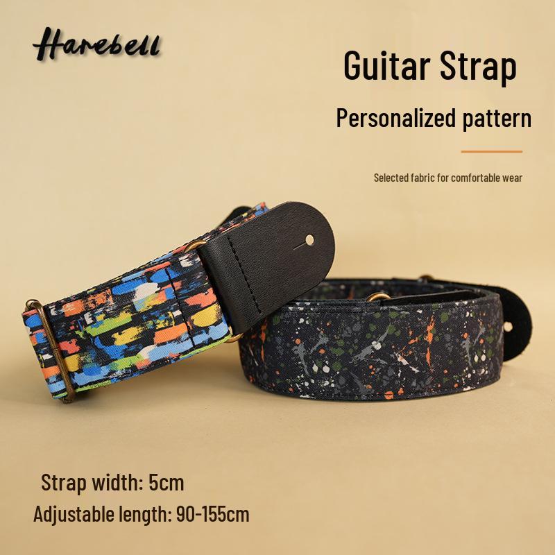 Personalisierter Graffiti-Wand-Schwarz-Tintenspritzer-Gitarren- & Bassgurt - Bequemer Entlastungsgurt