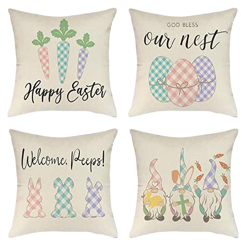 Easter Pillowcase, Easter Decorations Home Decor Cushion Cover 45x45