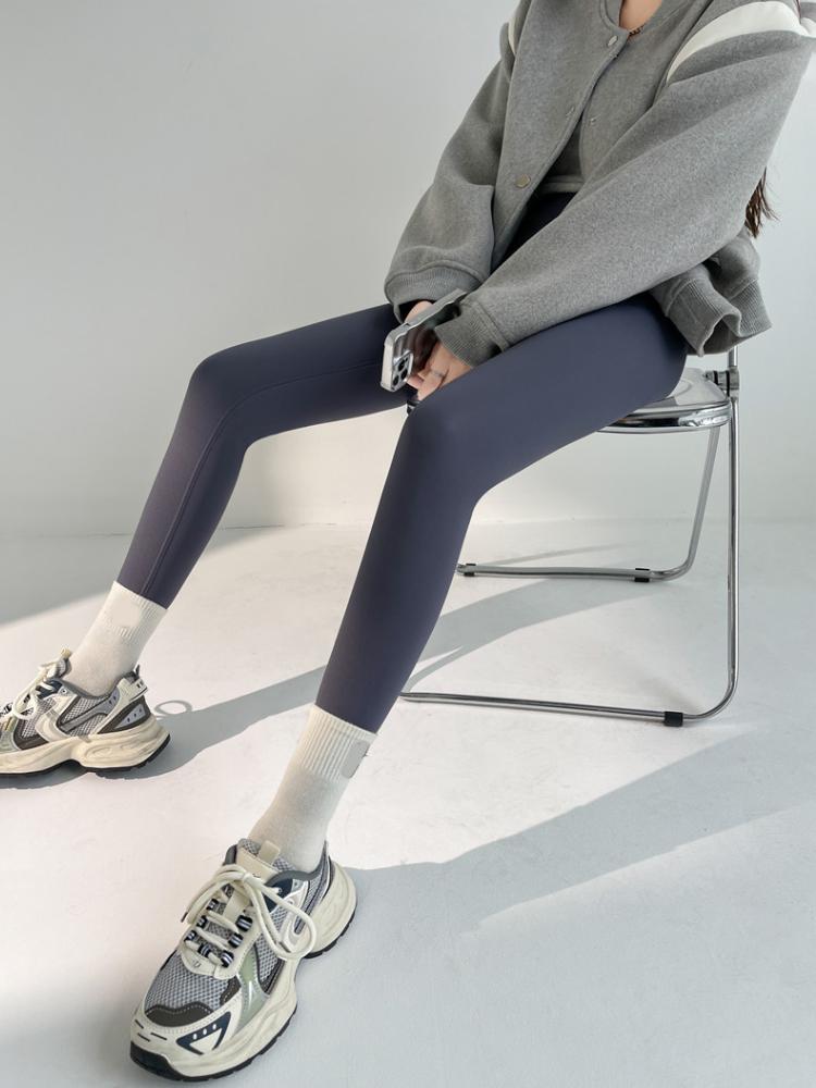 Autumn Winter Lamb Velvet Thicken Sharkskin Leggings Women High Waist Seamless Slimming Warm Leggings Pants