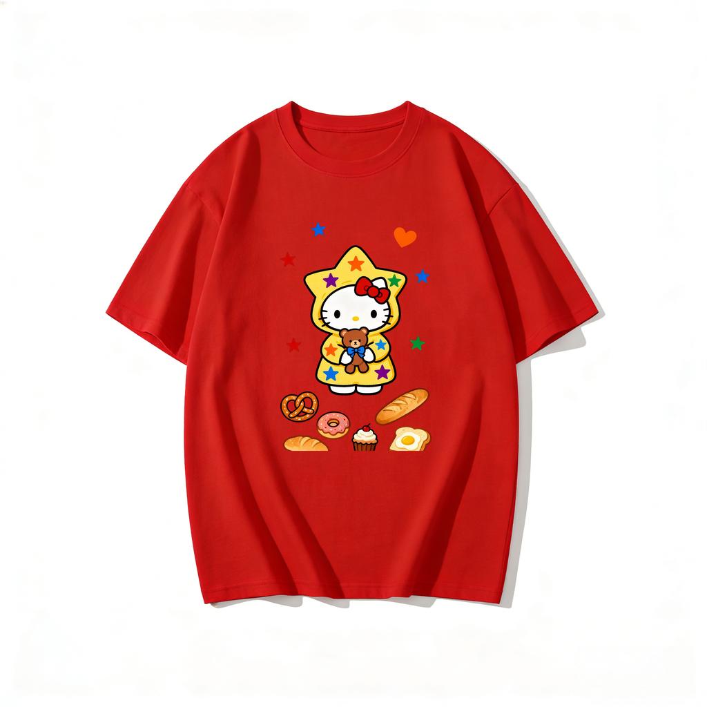 2026 Hello Kitty Tee soft cotton short sleeve crew neck cute print lightweight summer top for Women daily casual wear