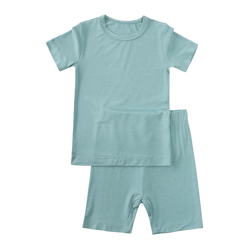 2026 Summer Bamboo Fiber Kids Two-Piece Set: Short Sleeve & Shorts for Boys & Girls 120 cm зелёный