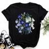 Nova Camiseta Feminina Anos 90 Moda Estampa de Flor Roupa Camiseta Feminina Harajuku Floral Gráfico Manga Curta Roupa Top Feminino