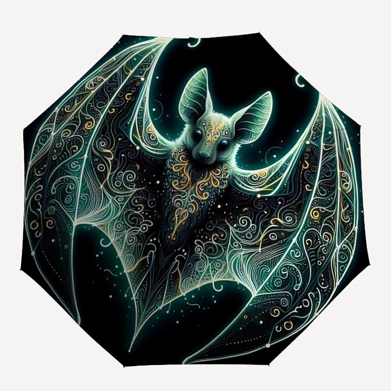 1pc Bat Wings Automatic Folding Umbrella, Lightweight Retractable Compact Travel Umbrella, 8-Rib Sturdy Frame090